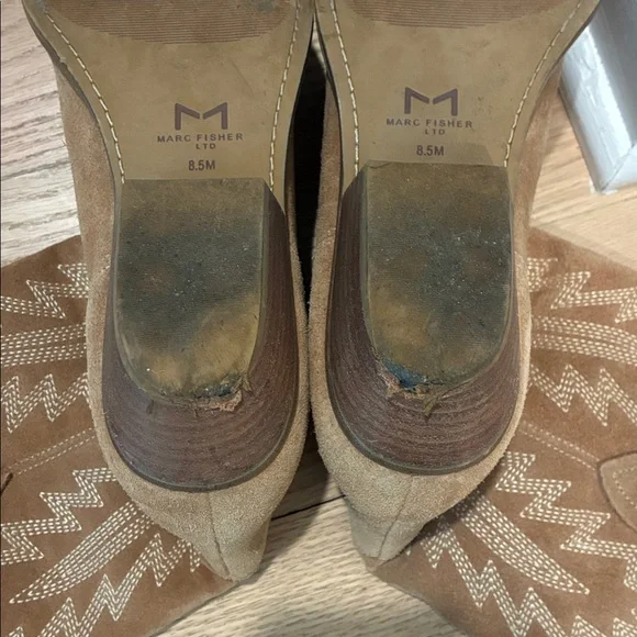 Marc Fisher Tan Suede Western Ankle Boots - Picture 5 of 6